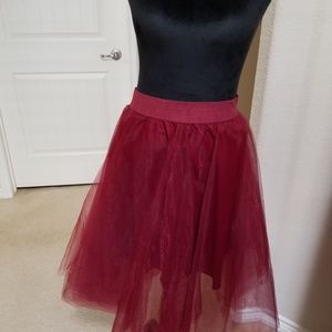 Burgundy organza flirty skirt